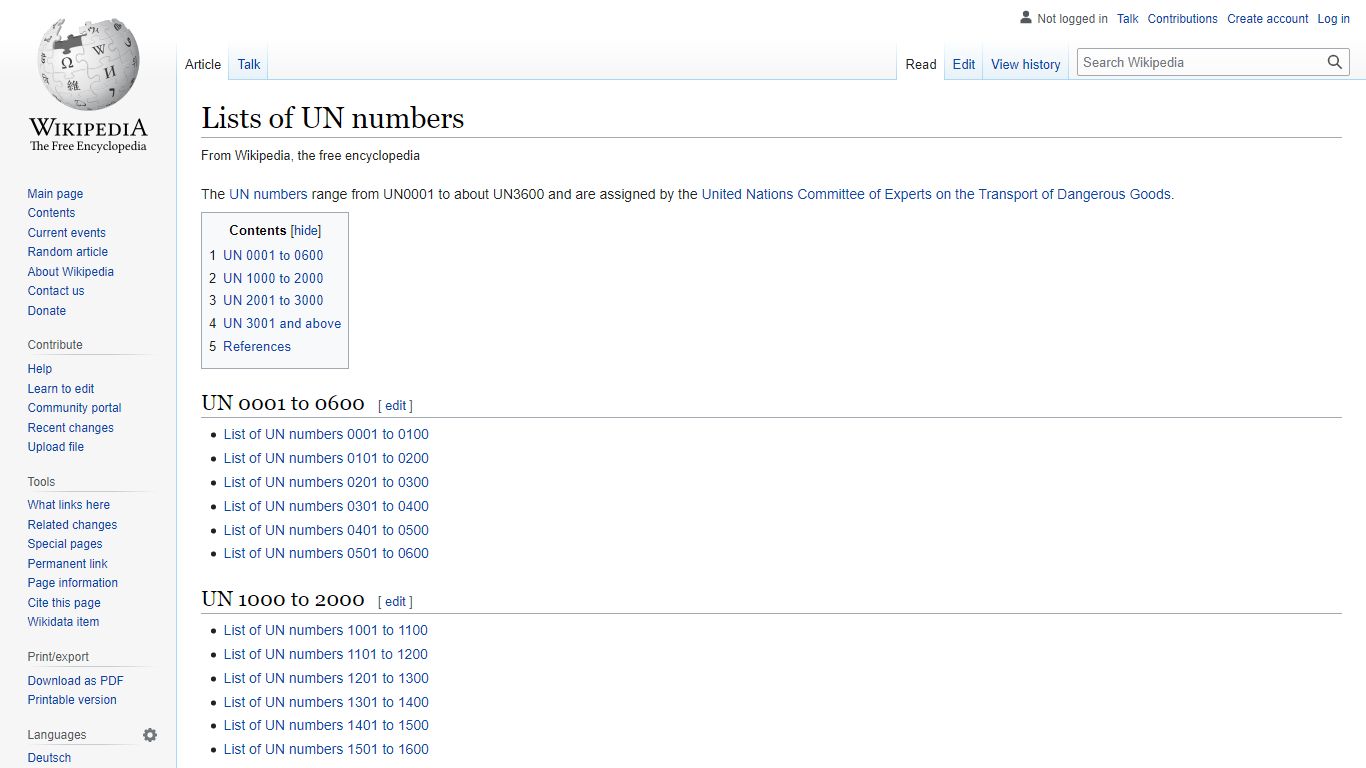 Lists of UN numbers - Wikipedia